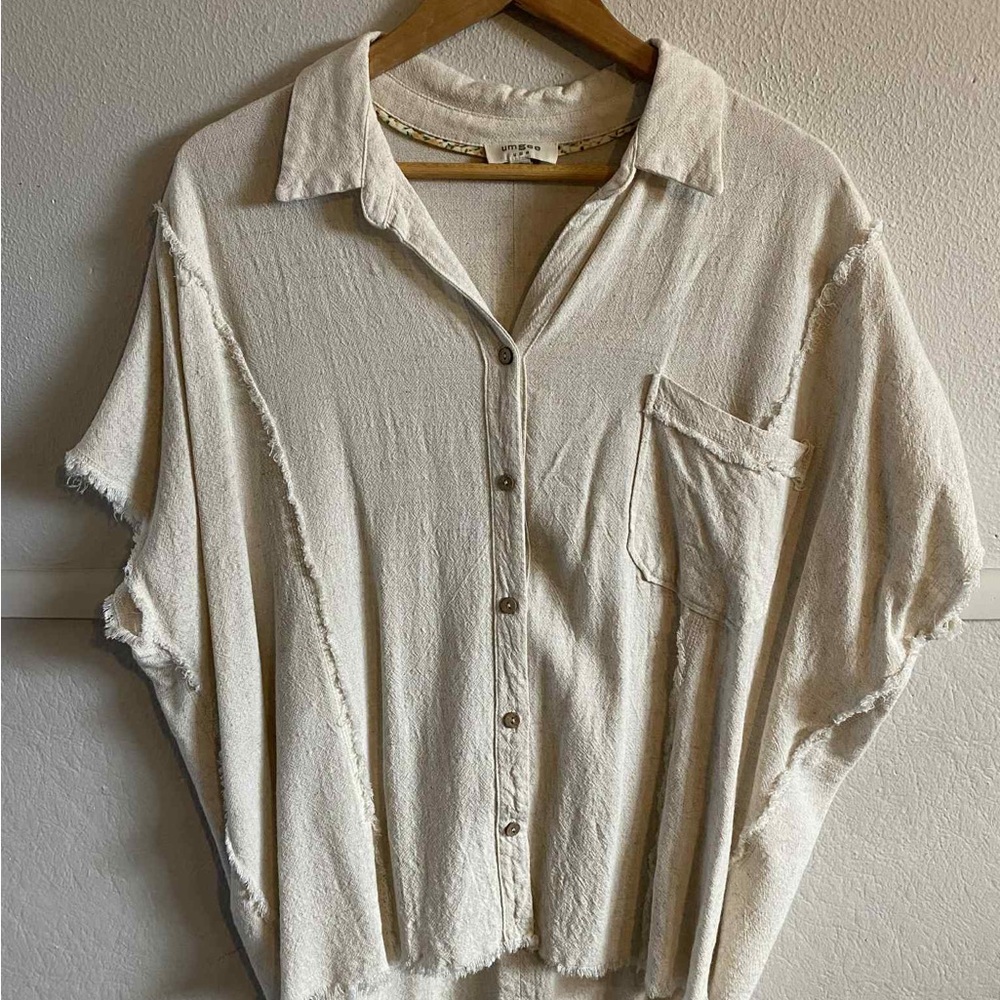 Linen Cream Button-Down Shirt